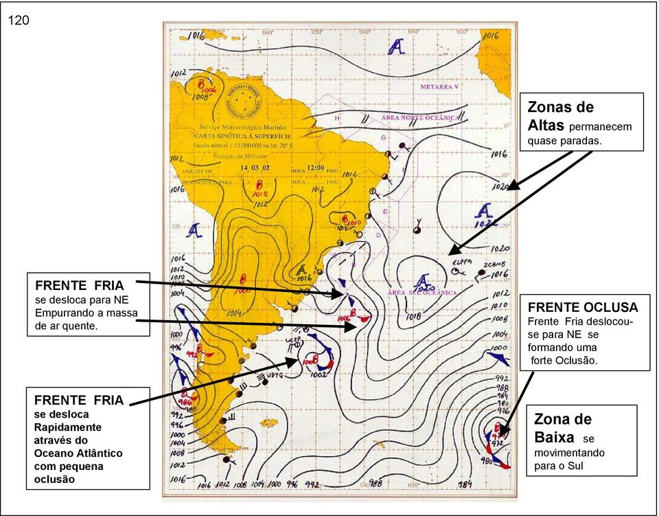 FRENTE OCLUSA Frente Fria deslocouse para NE se formando uma forte Oclusão.