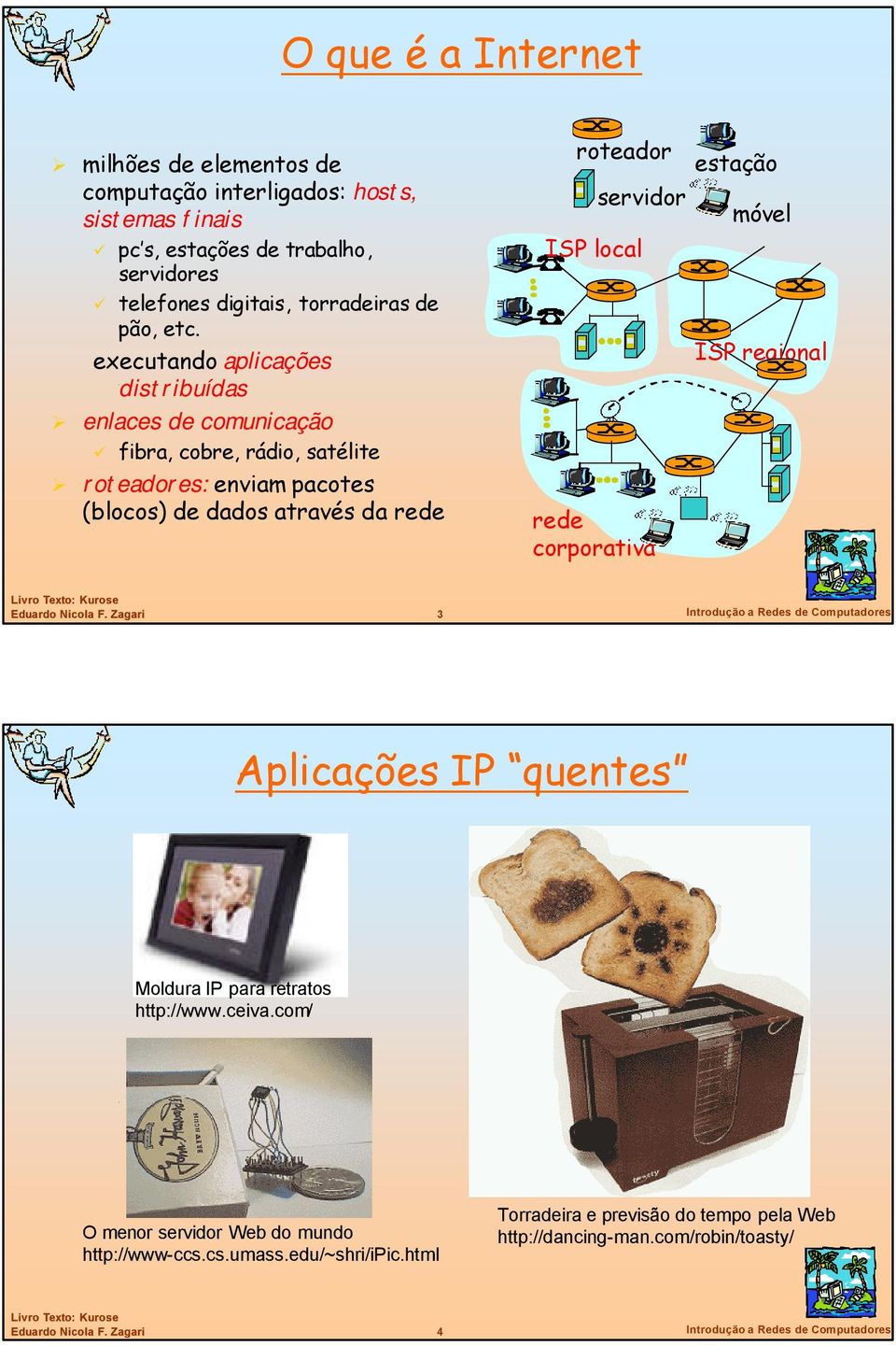 executando aplicações distribuídas s de comunicação fibra, cobre, rádio, satélite roteadores: enviam pacotes (blocos) de dados através da roteador servidor ISP local