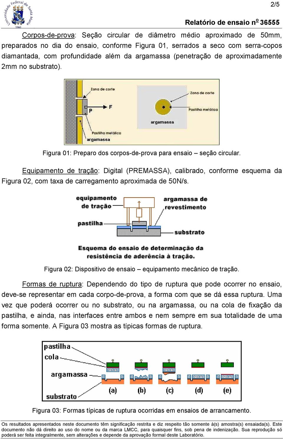 Equipamento de tração: Digital (PREMASSA), calibrado, conforme esquema da Figura 02, com taxa de carregamento aproximada de 50N/s. Figura 02: Dispositivo de ensaio equipamento mecânico de tração.