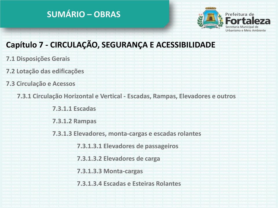 3.1.1 Escadas 7.3.1.2 Rampas 7.3.1.3 Elevadores, monta-cargas e escadas rolantes 7.3.1.3.1 Elevadores de passageiros 7.