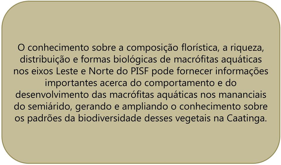 acerca do comportamento e do desenvolvimento das macrófitas aquáticas nos mananciais do