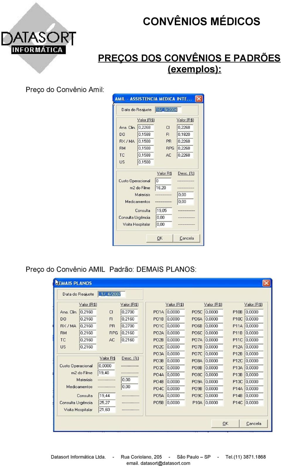 PADRÕES (exemplos): Preço