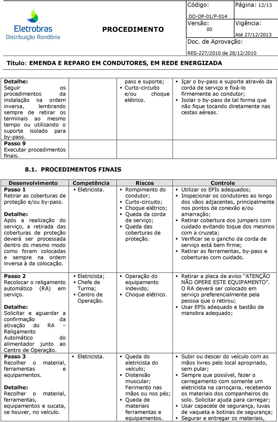 Içar o by-pass e suporte através da corda de serviço e fixá-lo firmemente ao condutor; Isolar o by-pass de tal forma que não fique tocando diretamente nas cestas aéreas. 8.1.