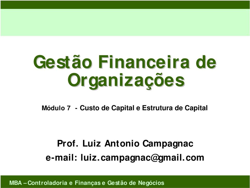 Estrutura de Capital Prof.