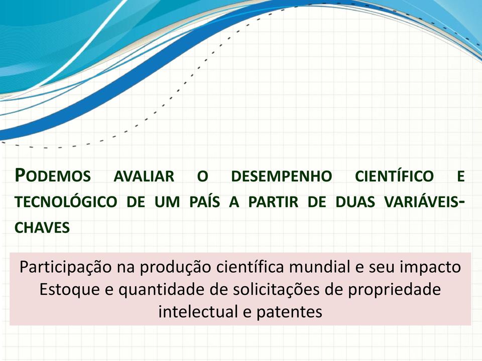 na produção científica mundial e seu impacto Estoque e