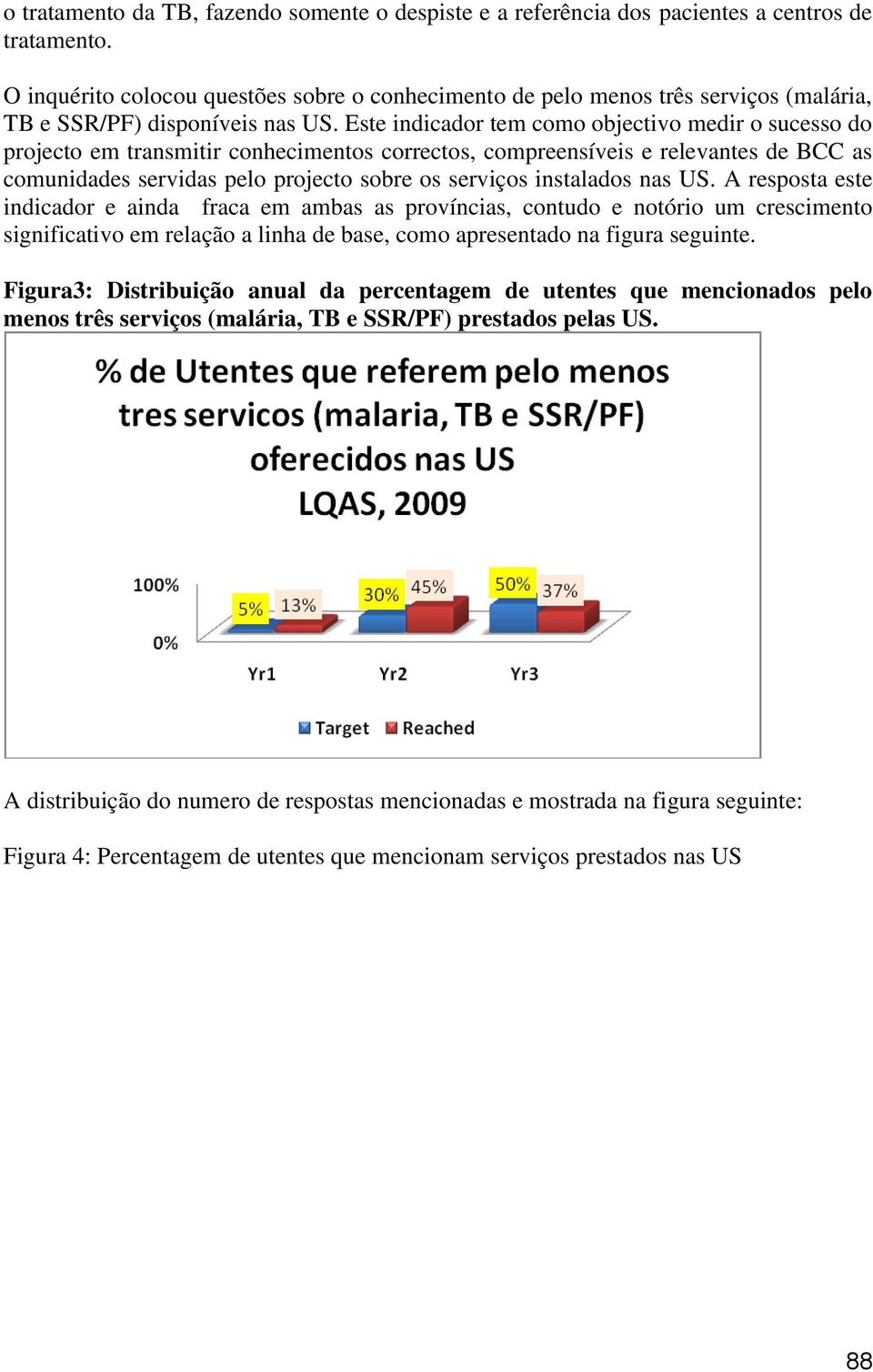 Este indicador tem como objectivo medir o sucesso do projecto em transmitir conhecimentos correctos, compreensíveis e relevantes de BCC as comunidades servidas pelo projecto sobre os serviços