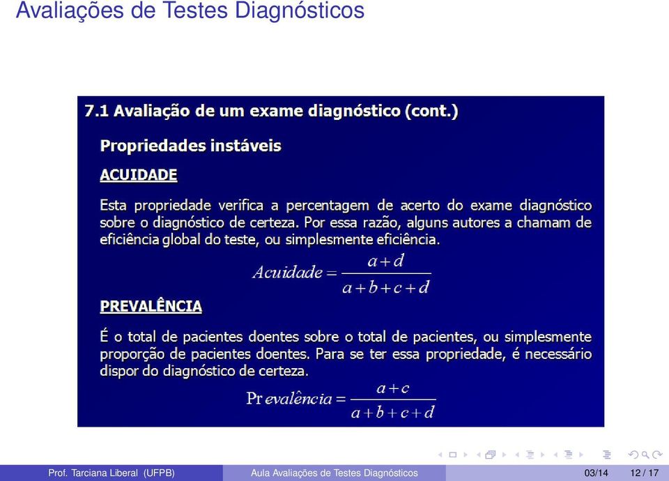 Avaliações de Testes