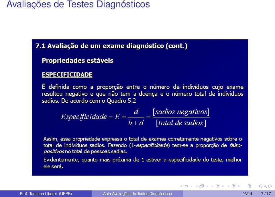 Avaliações de Testes