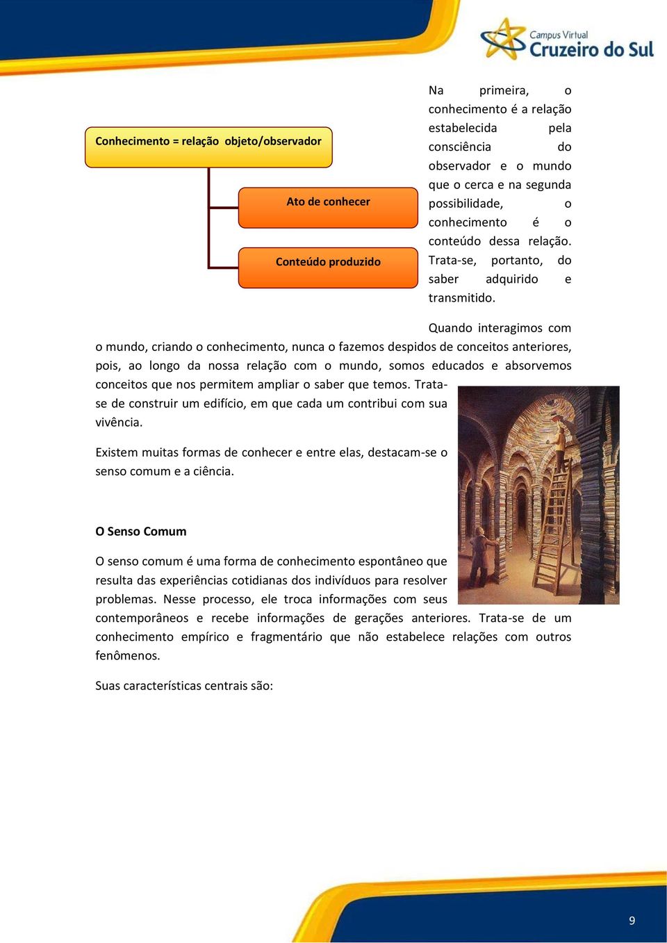 Quando interagimos com o mundo, criando o conhecimento, nunca o fazemos despidos de conceitos anteriores, pois, ao longo da nossa relação com o mundo, somos educados e absorvemos conceitos que nos