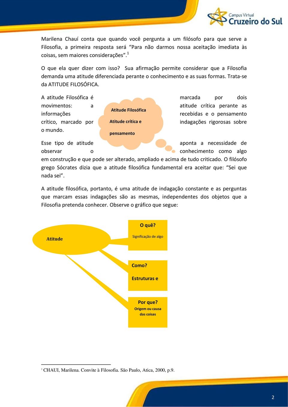 A atitude Filosófica é marcada por dois movimentos: a atitude crítica perante as Atitude Filosófica informações recebidas e o pensamento crítico, marcado por Atitude crítica e indagações rigorosas