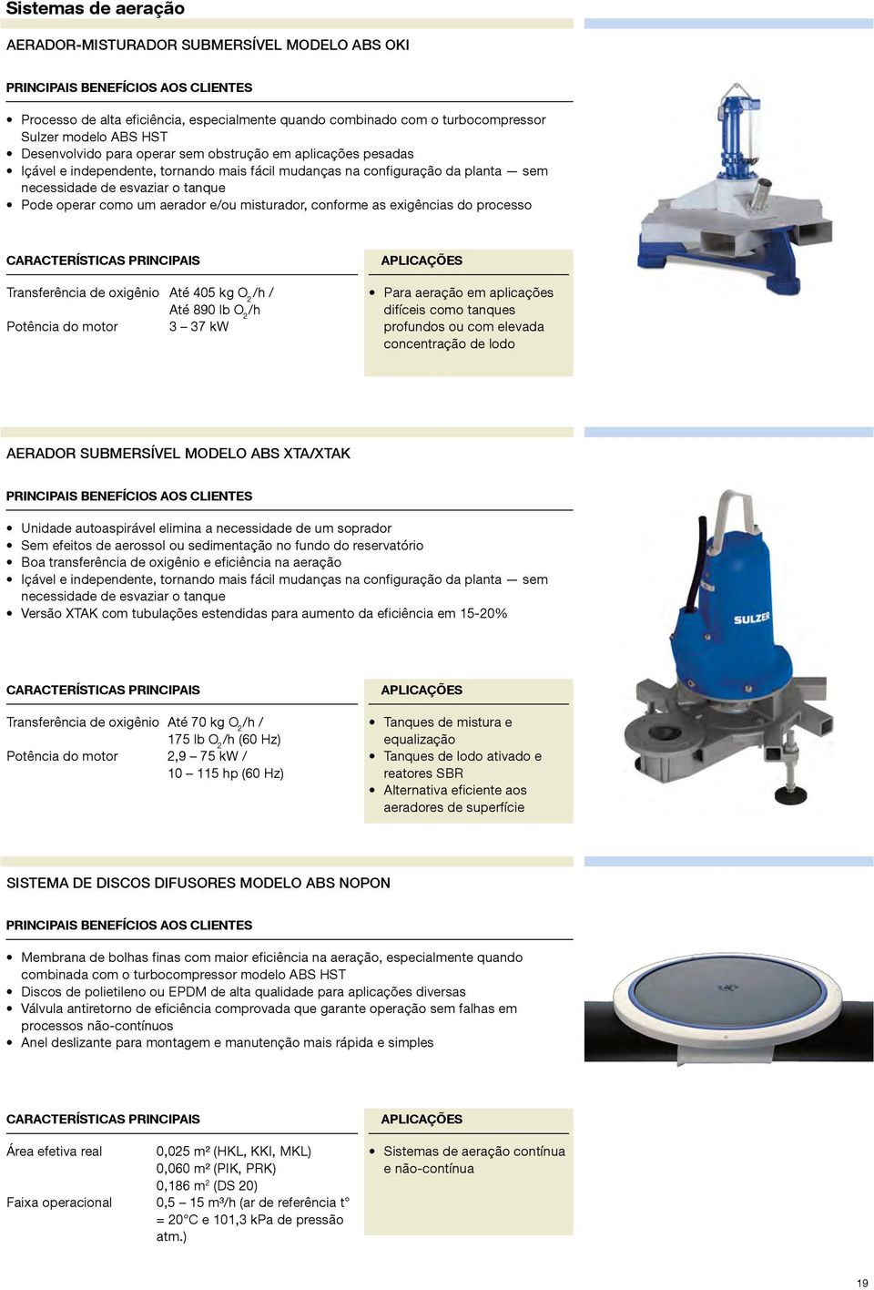 conforme as exigências do processo Transferência de oxigênio Até 405 kg O 2 /h / Até 890 lb O 2 /h Potência do motor 3 37 kw Para aeração em aplicações difíceis como tanques profundos ou com elevada