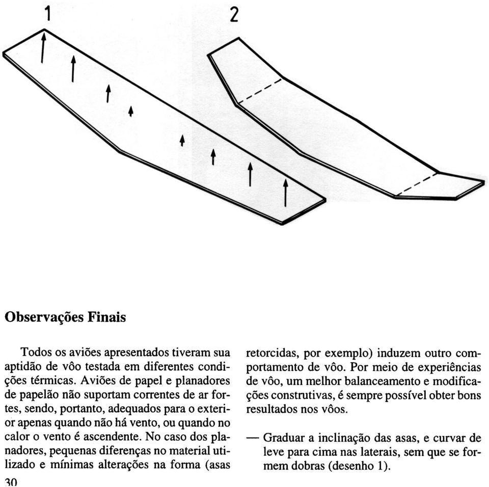 ascendente. No caso dos planadores, pequenas diferenças no material utilizado e mínimas alterações na forma (asas 10 retorcidas, por exemplo) induzem outro comportamento de vôo.