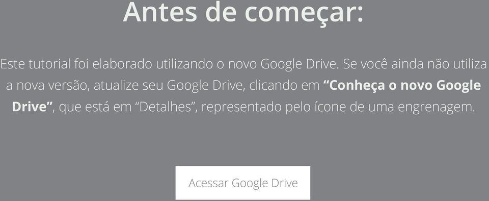Se você ainda não utiliza a nova versão, atualize seu Google Drive,