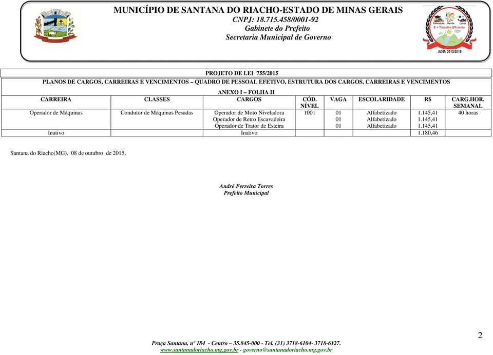 Retro Escavadeira Operador de Trator de Esteira 10 VAGA ESCOLARIDADE R$ CARG.HOR. 1.145,41 1.