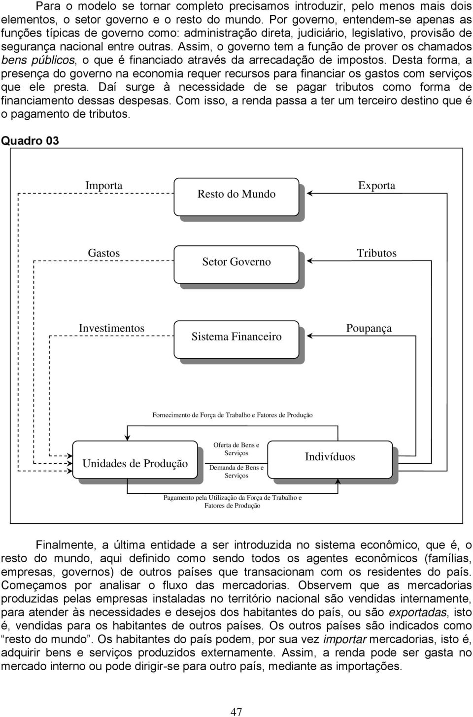 Assim, o governo tem a função de prover os chamados bens públicos, o que é financiado através da arrecadação de impostos.