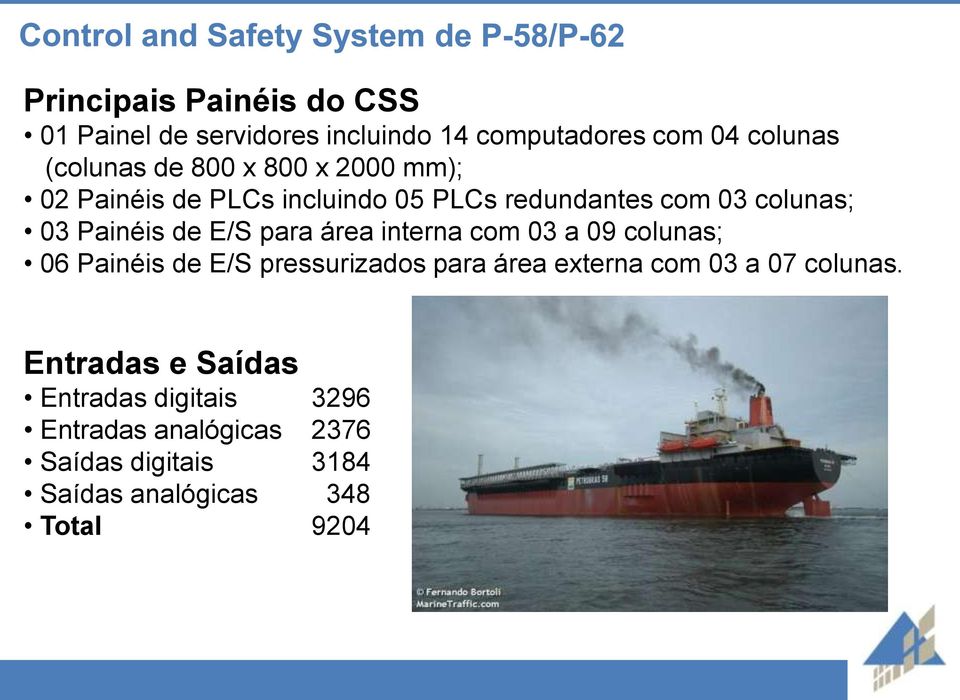 interna com 03 a 09 colunas; 06 Painéis de E/S pressurizados para área externa com 03 a 07 colunas.