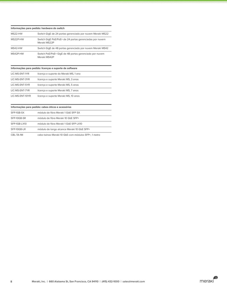 LIC-MS-ENT-1YR LIC-MS-ENT-3YR LIC-MS-ENT-5YR LIC-MS-ENT-7YR LIC-MS-ENT-10YR licença e suporte do Meraki MS, 1 ano licença e suporte Meraki MS, 3 anos licença e suporte Meraki MS, 5 anos licença e