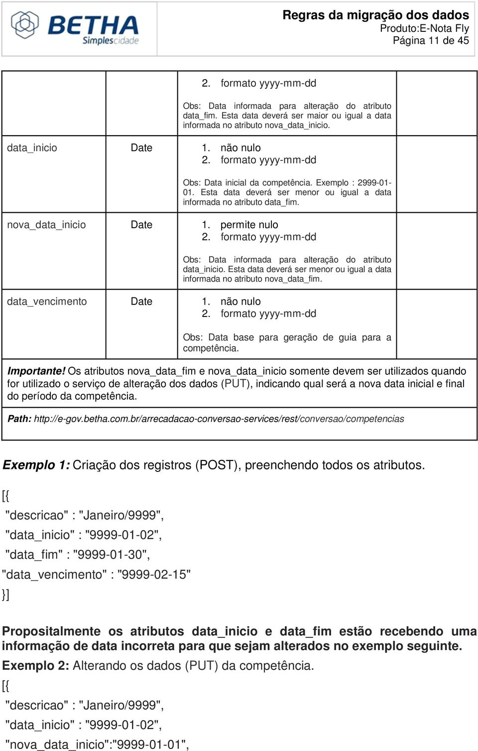 permite nulo 2. formato yyyy-mm-dd Obs: Data informada para alteração do atributo data_inicio. Esta data deverá ser menor ou igual a data informada no atributo nova_data_fim. data_vencimento Date 1.