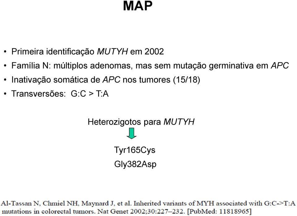 Inativação somática de APC nos tumores (15/18)