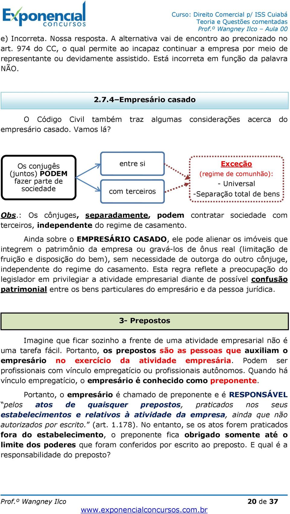 Os conjugês (juntos) PODEM fazer parte de sociedade entre si com terceiros Exceção (regime de comunhão): - Universal -Separação total de bens Obs.