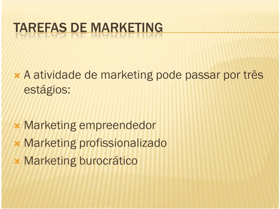 estágios: Marketing empreendedor