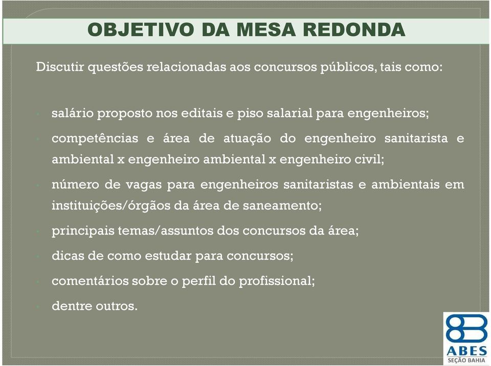 engenheiro civil; número de vagas para engenheiros sanitaristas e ambientais em instituições/órgãos da área de saneamento;