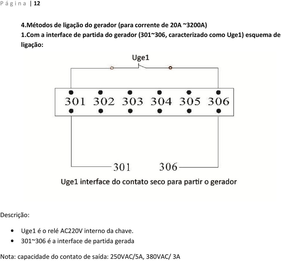 de ligação: Descrição: Uge1 é o relé AC220V interno da chave.