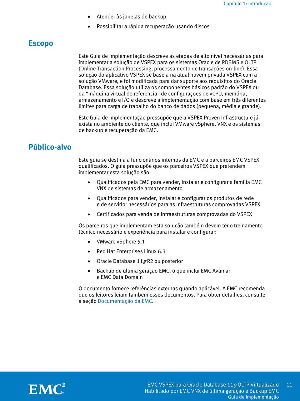 Essa solução do aplicativo VSPEX se baseia na atual nuvem privada VSPEX com a solução VMware, e foi modificada para dar suporte aos requisitos do Oracle Database.