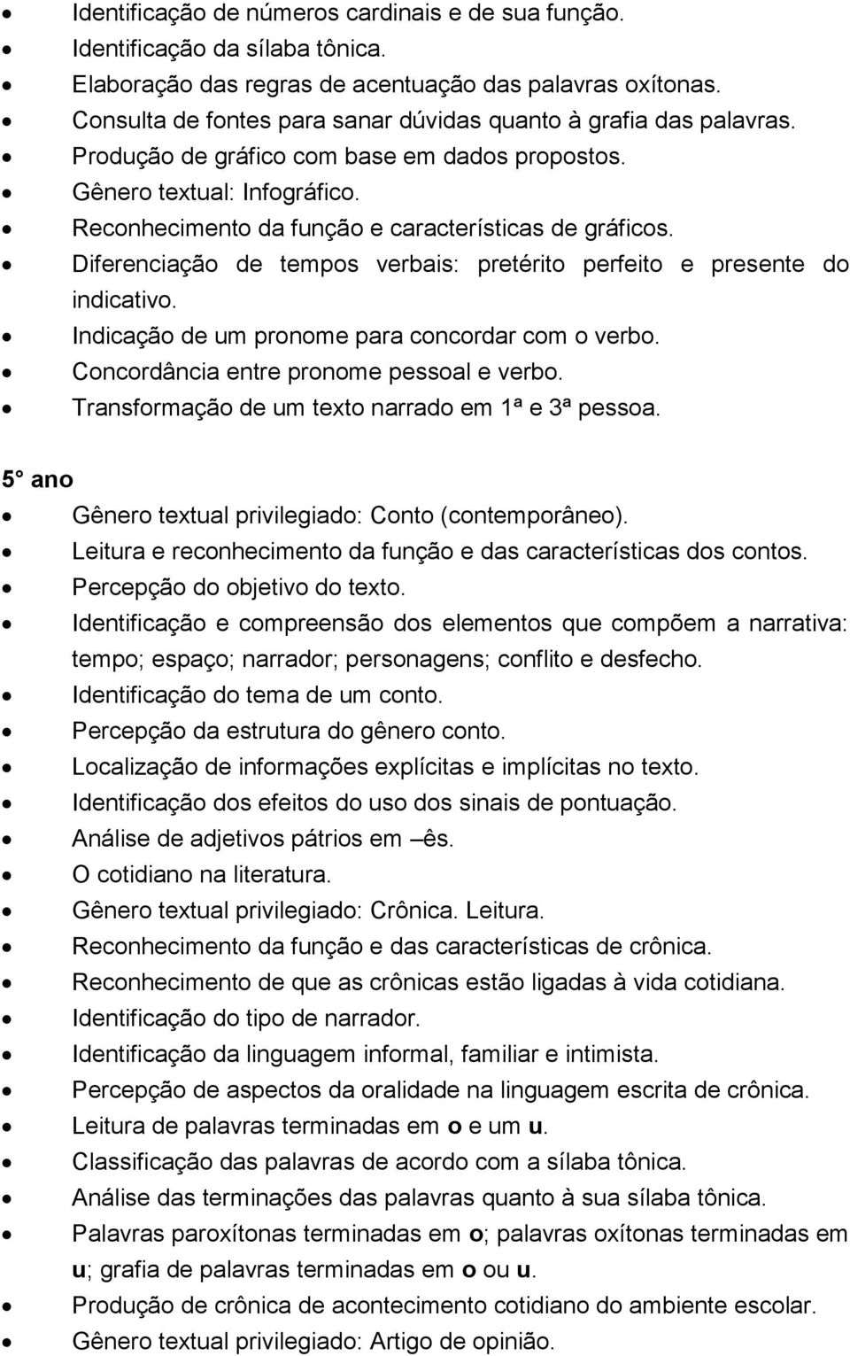 Reconhecimento da função e características de gráficos. Diferenciação de tempos verbais: pretérito perfeito e presente do indicativo. Indicação de um pronome para concordar com o verbo.