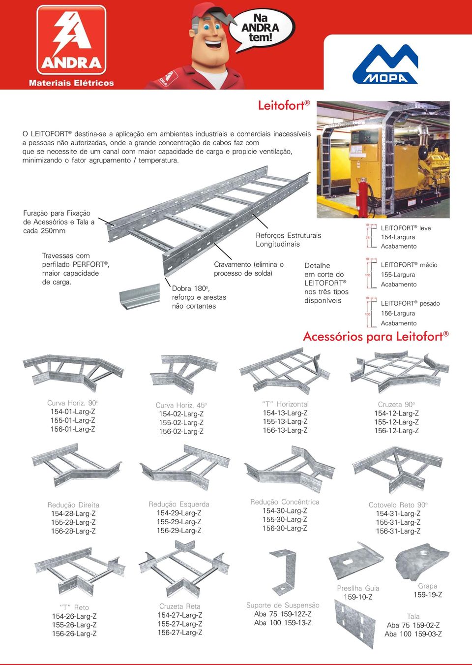 Furação para Fixação de Acessórios e Tala a cada 250mm Travessas com perfilado PERFORT, maior capacidade de carga.