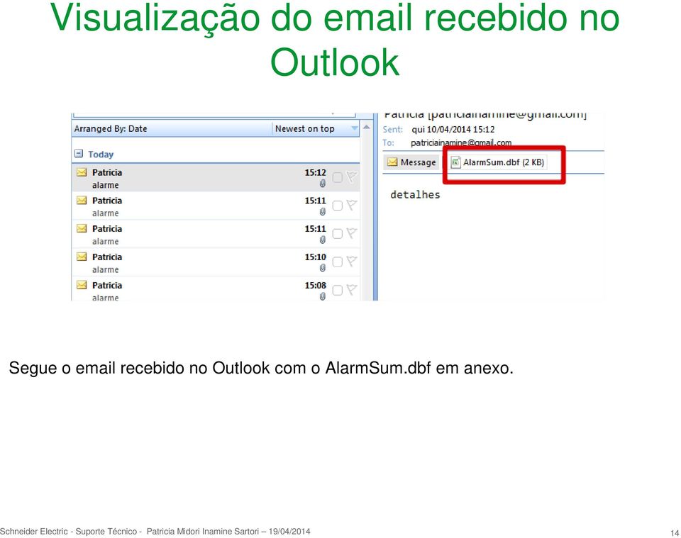 o email recebido no