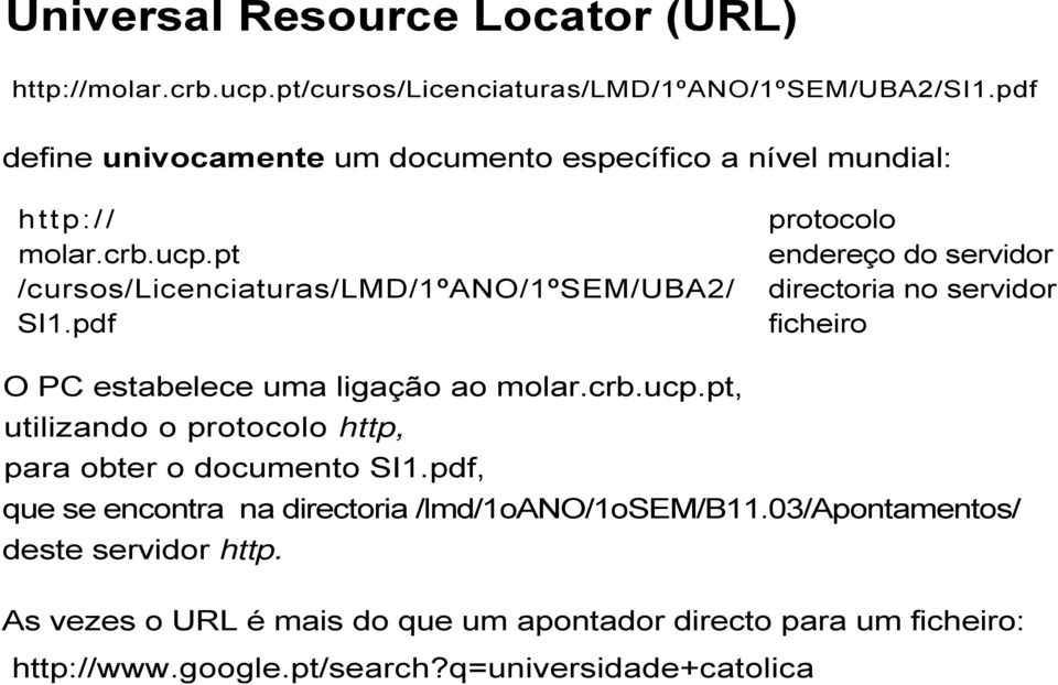 pdf protocolo endereço do servidor directoria no servidor ficheiro O PC estabelece uma ligação ao molar.crb.ucp.