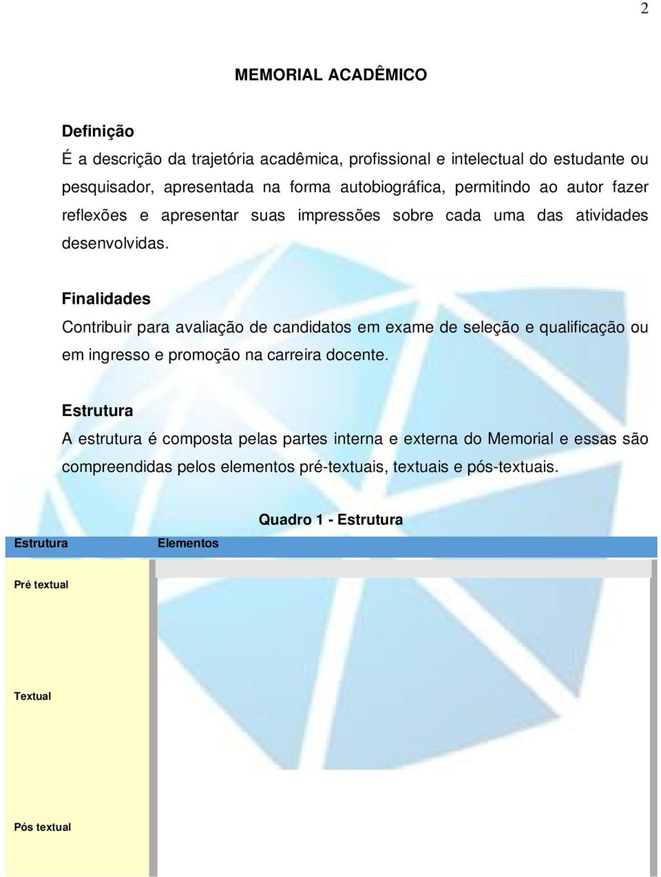 Finalidades Contribuir para avaliação de candidatos em exame de seleção e qualificação ou em ingresso e promoção na carreira docente.