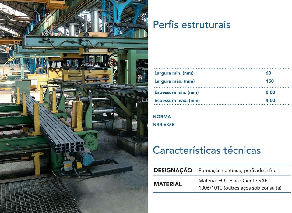 (mm) 4,00 NORMA NBR 6355 Características técnicas DESIGNAÇÃO