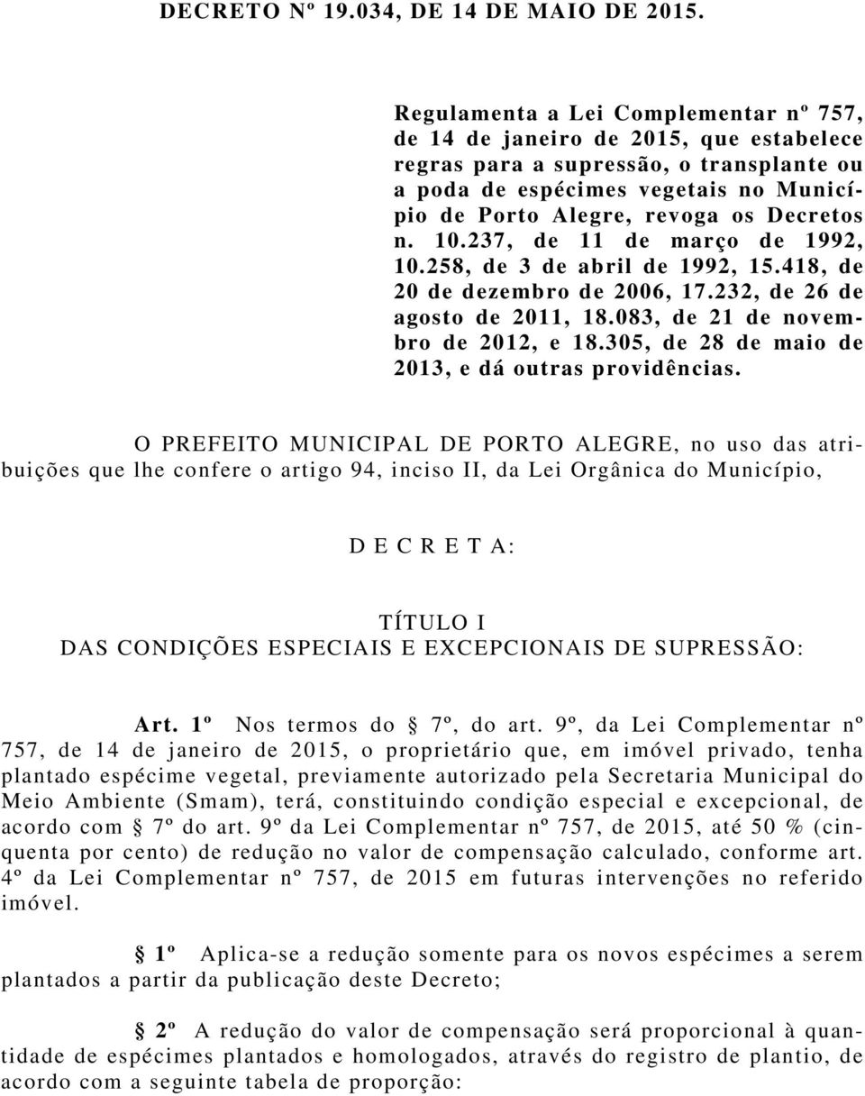 n. 10.237, de 11 de março de 1992, 10.258, de 3 de abril de 1992, 15.418, de 20 de dezembro de 2006, 17.232, de 26 de agosto de 2011, 18.083, de 21 de novembro de 2012, e 18.