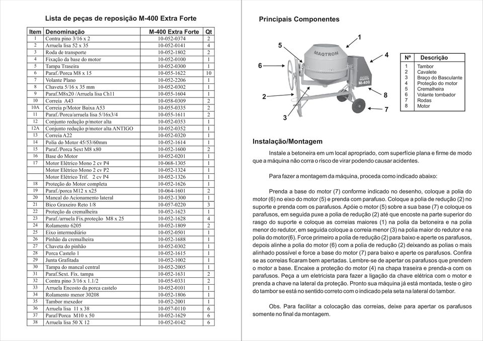 /Porca/arruela lisa /x/ 0-0- Conjunto redução p/motor alta 0-0-0 A Conjunto redução p/motor alta ANTIGO 0-0-0 Correia A 0-0-00 Polia do Motor //0mm 0-0- Paraf.