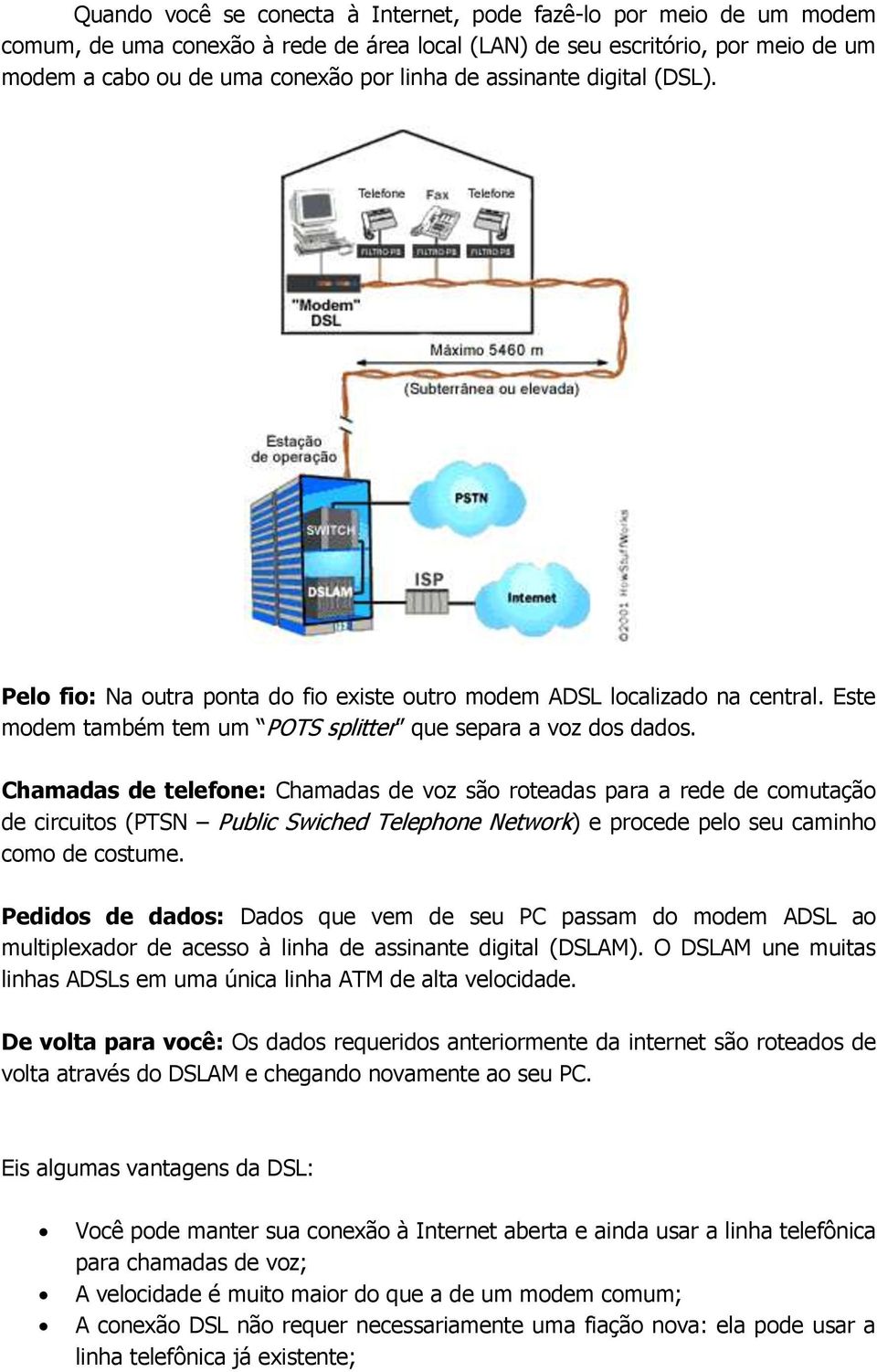 Chamadas de telefone: Chamadas de voz são roteadas para a rede de comutação de circuitos (PTSN Public Swiched Telephone Network) e procede pelo seu caminho como de costume.