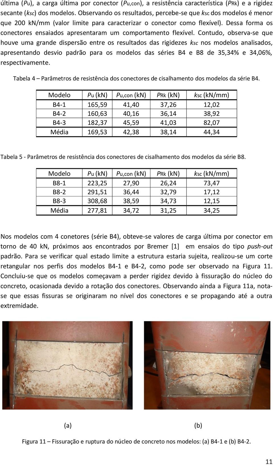 Dessa forma os conectores ensaiados apresentaram um comportamento flexível.