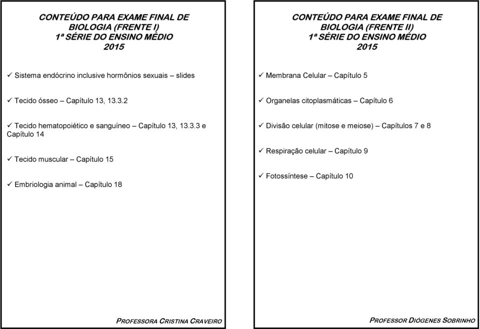 3.3 e Capítulo 14 Tecido muscular Capítulo 15 Embriologia animal Capítulo 18 Divisão celular (mitose e meiose)