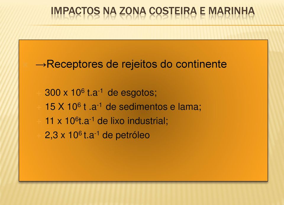 a -1 de esgotos; 15 X 10 6 t.