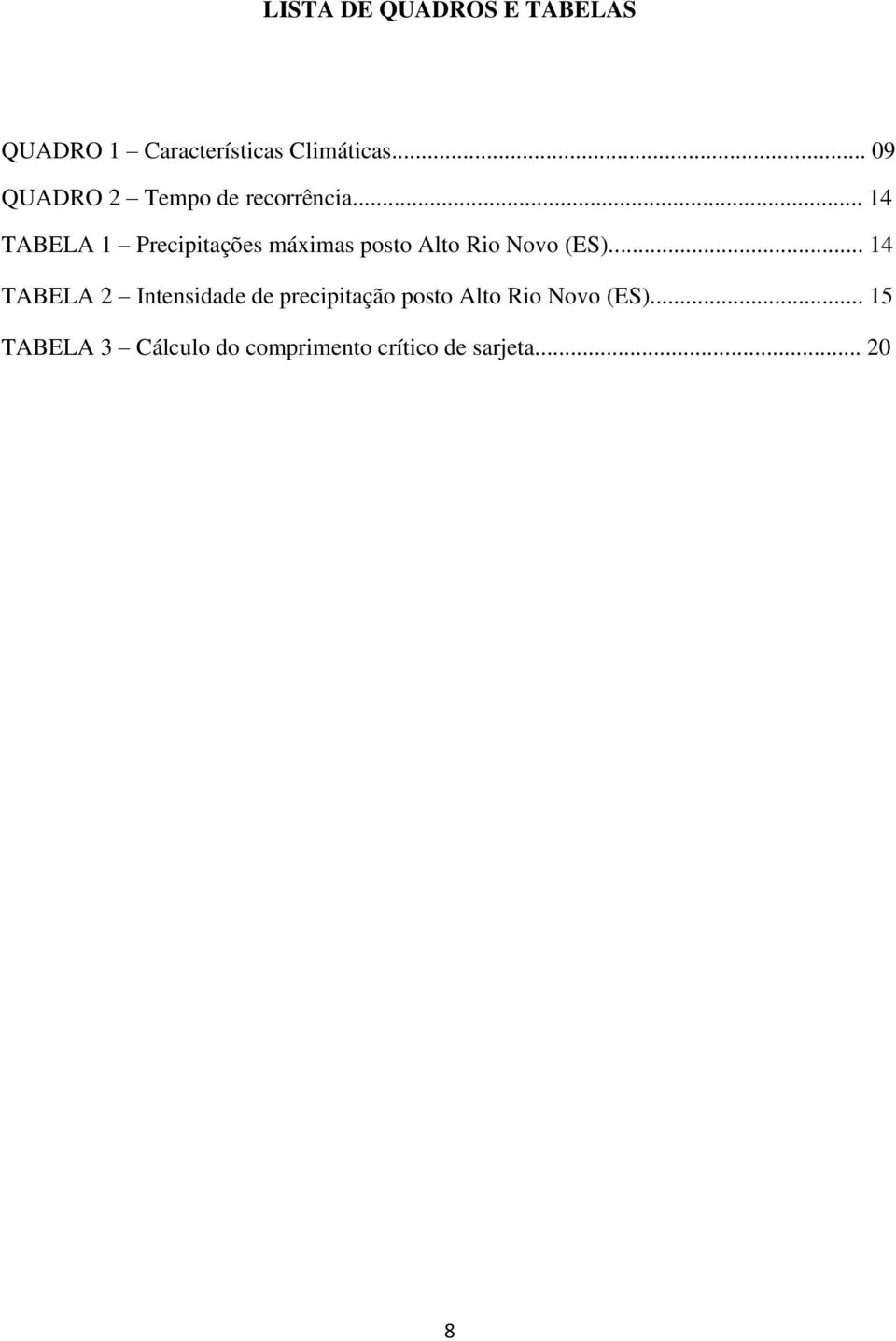 .. 14 TABELA 1 Precipitações máximas posto Alto Rio Novo (ES).