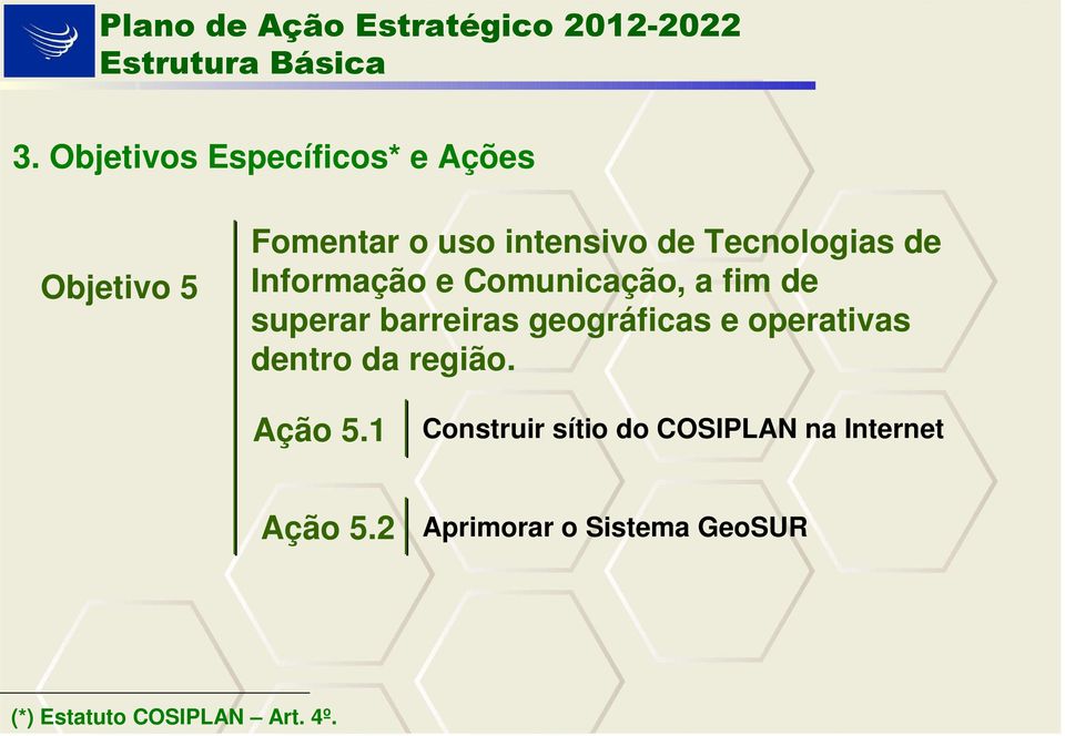 geográficas e operativas dentro da região. Ação 5.