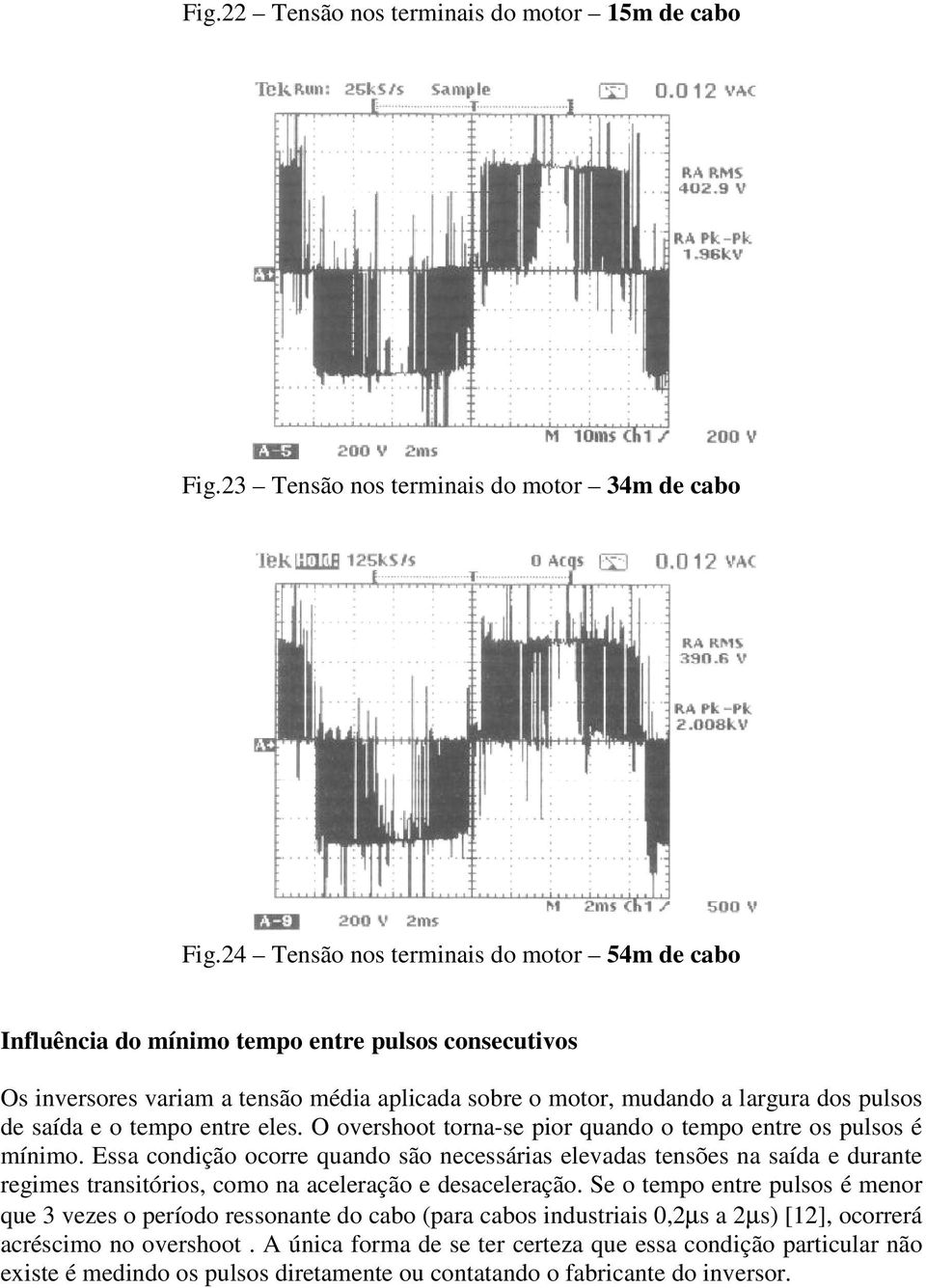 tempo entre eles. O overshoot torna-se pior quando o tempo entre os pulsos é mínimo.