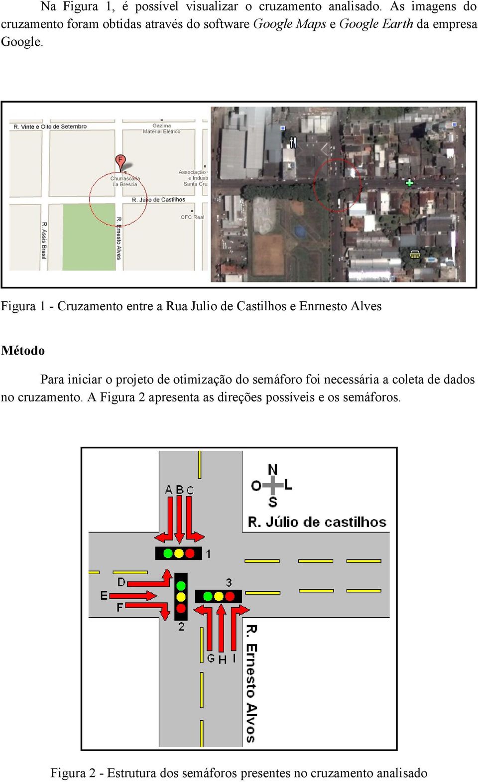 Figura 1 - Cruzamento entre a Rua Julio de Castilhos e Enrnesto Alves Método Para iniciar o projeto de otimização do