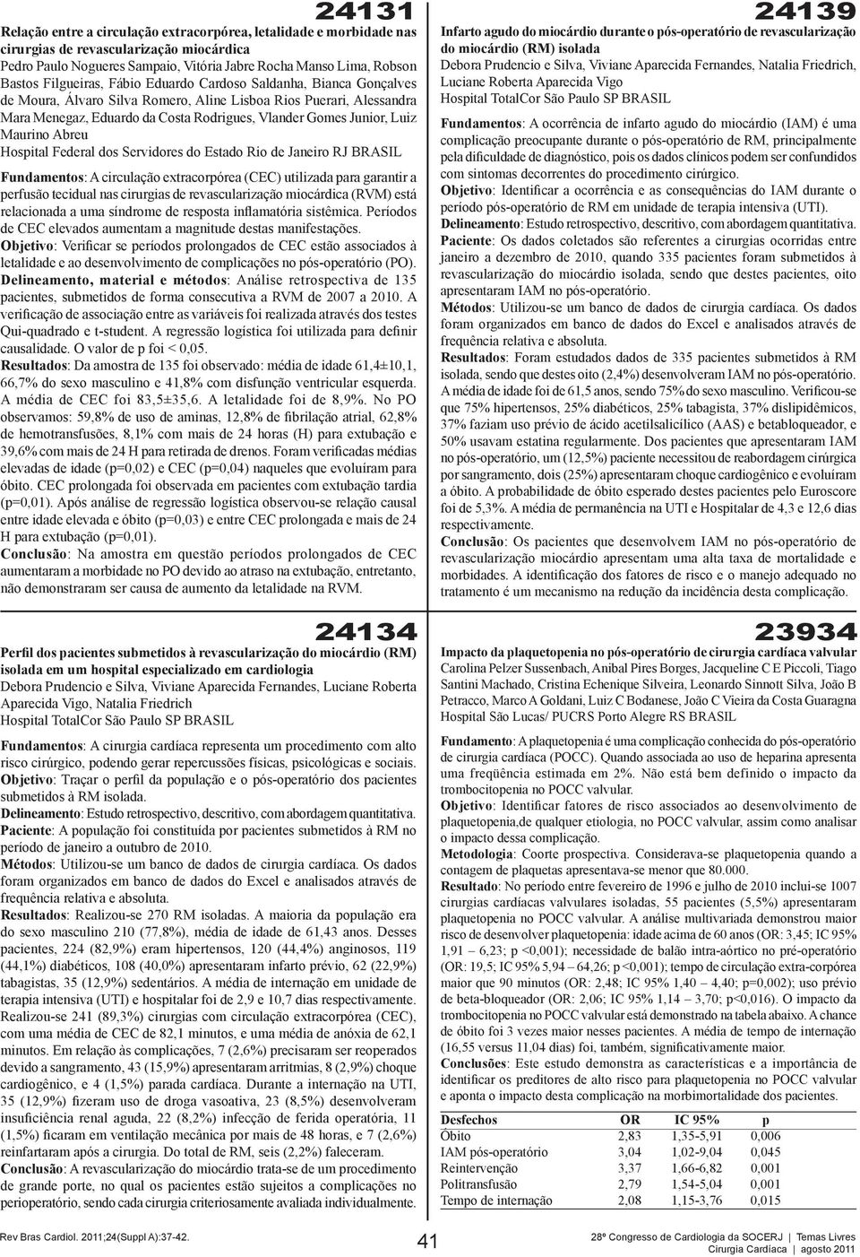 Maurino Abreu Hospital Federal dos Servidores do Estado Rio de Janeiro RJ BRASIL Fundamentos: A circulação extracorpórea (CEC) utilizada para garantir a perfusão tecidual nas cirurgias de