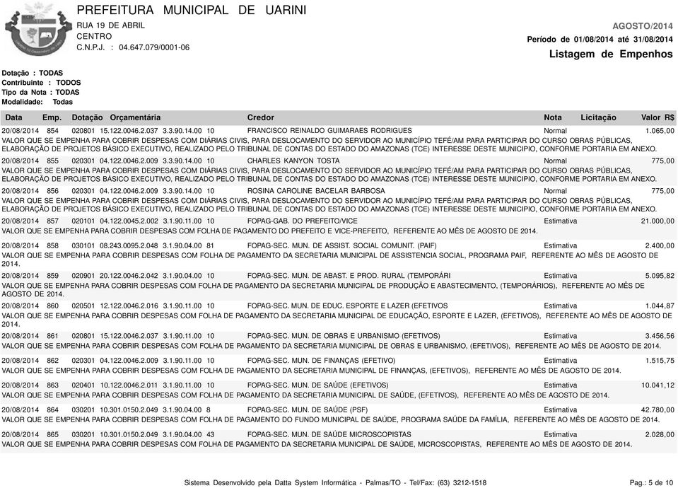 EXECUTIVO, REALIZADO PELO TRIBUNAL DE CONTAS DO ESTADO DO AMAZONAS (TCE) INTERESSE DESTE MUNICIPIO, CONFORME PORTARIA EM ANEXO. 20/08/2014 