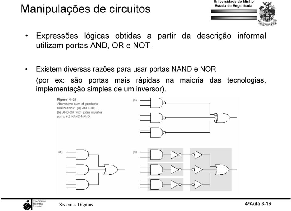 Existem diversas razões para usar portas NAND e NOR (por ex: são