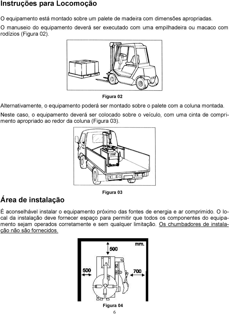 Figura 02 Alternativamente, o equipamento poderá ser montado sobre o palete com a coluna montada.