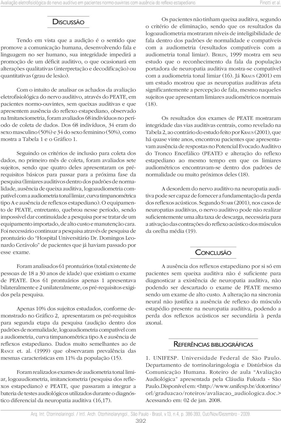 Com o intuito de analisar os achados da avaliação eletrofisiológica do nervo auditivo, através do PEATE, em pacientes normo-ouvintes, sem queixas auditivas e que apresentem ausência do reflexo