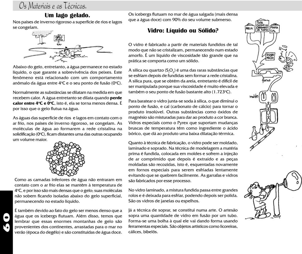 Abaixo do gelo, entretanto, a água peranece no estado líquido, o que garante a sobrevivência dos peixes.